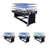 RACK Triad 7-Foot 3-in-1 Multi Game Swivel Billiard/Pool Table (Black Felt with Black Body)