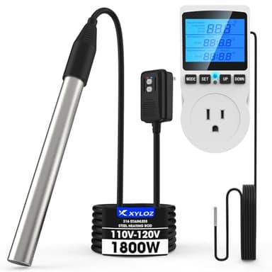 Xyloz 1800W Immersion Water Heater for Pool, Electric Fully Submersible Water Heater with Thermostat & GFCI, for Sink, Bathtub, Baptismal, Small Swimming Inflatable Pool, Hot Tub, Bucket Outdoor