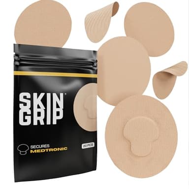 Skin Grip CGM Sensor Patches Compatible with Medtronic Guardian (20-Pack), Waterproof & Sweatproof for 10-14 Days, Pre-Cut Adhesive Tape, Continuous Glucose Monitor Patch, Tan