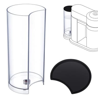 Mysora Water Tank Reservoir Replacement & Black Lid Cover Compatible with Nespresso Vertuo Next, Compatible with Krups XN910B XN9105 XN910C Coffee Machine, Coffee Machines Replacement Parts, Clear