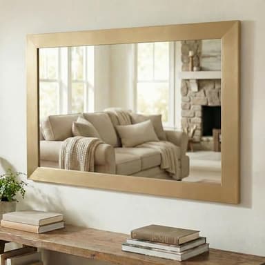 Frame My Mirror Gold Framed Mirror, 22" x 30" Mirror for Bathroom, Wood Frame, True Reflections Glass, Champagne Bronze Finish, Pendleton Design, Hangs Horizontally or Vertically, Made in USA