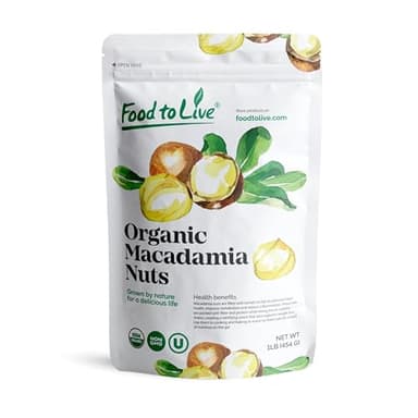 Food to Live Organic Macadamia Nut Halves & Pieces, 1 Pound – Non-GMO, Raw, Shelled, Unsalted, Kosher, Vegan, Bulk. Keto Snack. Good Source of Healthy Fats. Great as Topping for Yogurt, Cereal.