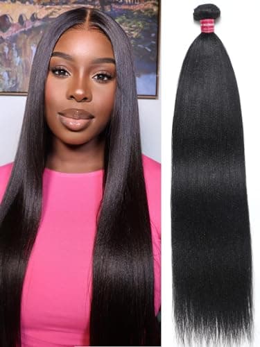 Nadula 12A Yaki Straight Human Hair Weave 1 Bundle 18inch, 100% Unprocessed Virgin Human Hair Weft Extensions for Women Natural Color