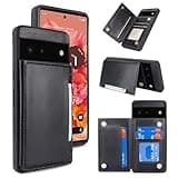 iCoverCase Compatible with Google Pixel 6 Case with Card Holder, Wallet Phone Case for Women Men [RFID Blocking] PU Leather Protective Wallet Case for Pixel 6 (Black)
