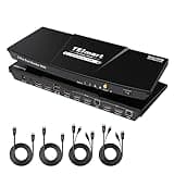 TESmart HDMI KVM Switch 2 Monitors 2 Computers 4K@60Hz, USB 2.0, Dual Monitor KVM Switch HDMI 2 Port Extended Display, EDID emulators, L/R Audio, Hotkey Switch, Button Switch with Input Cables