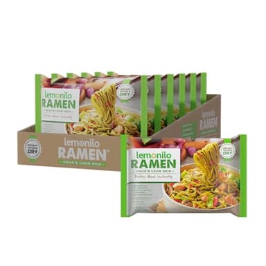 Lemonilo Ramen - Chick'n Chow Mein - Healthy Instant Ramen - Oven Baked Noodles with Spinach and Leek - Made with All-Natural Ingredients - Quick Meal Kit (2.82 Oz) - Pack of 6