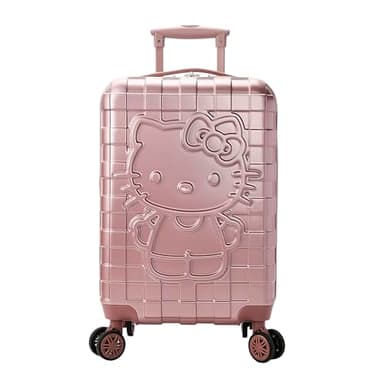 Bioworld Hello Kitty Character Print Pink Plaid 20" Adult Hardside Carry-on Rolling Luggage