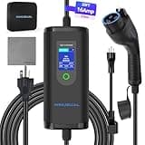 WINUSUAL Portable Level 1 & 2 EV Charger,16A 110-240V with Fix Time Charge, 20FT Cable, NEMA 6-20 Plug and NEMA 5-15 Adapter, SAE J1772 EV Electric car Charger, Current Adjustable(NOT for Tesla)