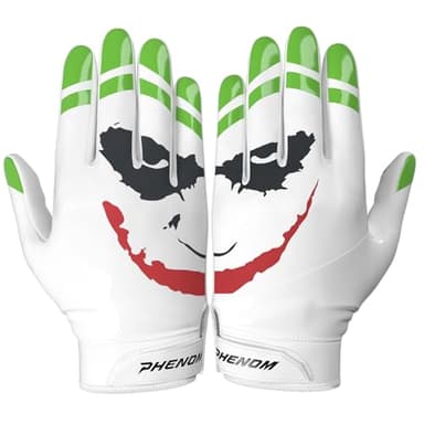 Phenom Elite The Joker Football Gloves – VPS3 | White DC Edition | Lightweight, Super Sticky Receiver Gloves for Adults & Kids (Small)