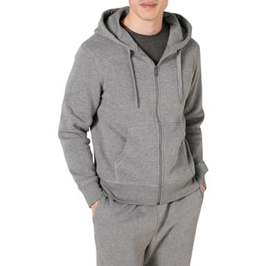 Amazon Essentials Men's Full-Zip Fleece Hoodie Sweatshirt (Available in Big & Tall), Light Grey Heather, Medium