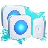 Wireless Doorbell 1200 feet Waterproof Door Bell with Flash LED Light 36 Melodies 4 Volume Levels (2 Receivers& 1 Touch Button, White JSIEEM)