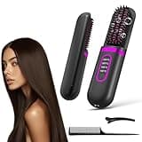 4-Speed Temperature Control Cepillo Alisador De Cabello,Portable Cordless Hair Straightener Brush，50 Million Negative Ions Flat Iron Brush Hair Straightener（Black）
