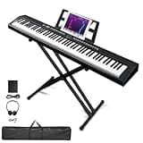 Ktaxon 88 Key Piano Keyboard Semi-Weighted Electric Piano, Portable Keyboard Piano with Stable Piano Stand, Portable Carry Bag, 2 Headphone Jacks, Bluetooth, MIDI, 200 Rhythms and 200 Tones(Black)