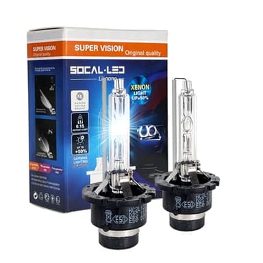 SOCAL-LED LIGHTING D2S 35W Xenon HID Headlight Bulbs - 6000K Crystal White - 66040 66240 85122 OEM High Low Beam Direct Replacement - Pack of 2