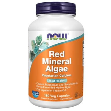 NOW Foods Supplements, Red Mineral Algae Plus Vitamin D-2, Joint Health*, 180 Veg Capsules