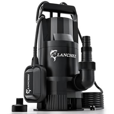 LANCHEZ 1.6HP 6000GPH Sump Pump, High Flow Submersible Water Pump with Float Switch, Automatic Transfer Water Pump for Swimming Pool Basement Flooded Pit Sewage Sink Tub, Auto