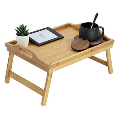 KKTONER Bamboo Bed Table Tray Breakfast Tray with Folding Legs Bed Tray for Eating and Laptop Serving Trays for Bedroom Snack Tray Bed Table Drawing Table (40)