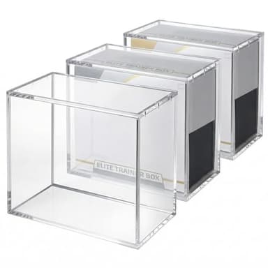 Swiitaey 3 Pack ETB Protector Acrylic Case, Elite Trainer Box Protector Stackable Waterproof Scratch-Resistant with 8mm Thick Acrylic, Magnetic Lid, UV Protection, Compatible with Elite Trainer Box