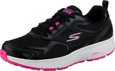 Skechers Women's Go Run Consistent Sneaker, Black/Pink, 9.5 Wide