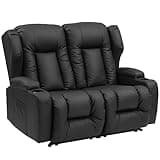 SAMERY 54.2" RV Loveseat Recliner Double Recliner RV Sofa 2-Seat | Wall Hugger Reclining RV | RV Theater Seats | RV Couch | RV Theater Seating | RV Furniture, Faux Leather Manual Recliner Chair…
