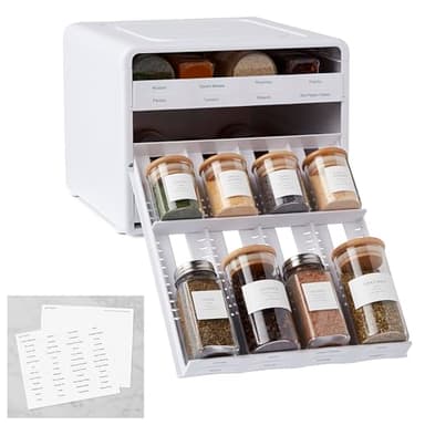 YouCopia SpiceStack® Adjustable Spice Rack Organizer, Pull-Down 24-Bottle Seasonings and Spices Holder for Kitchen Cabinet and Pantry Organization with 104 Included Labels