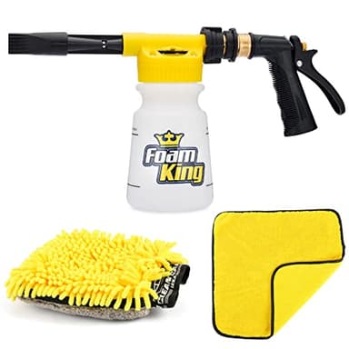 Clean Car USA Foam King™ Car Wash Foam Gun & Microfiber Mitt, Garden Hose Attachment for Scratch-Free Cleaning, Snow Foam Cannon Soap Sprayer, Auto Detailing Kit for Cars, Trucks & More