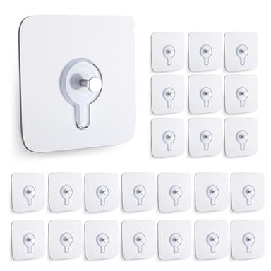 24PCS Picture Hangers Without Nails, Wall Hangers Without Nails, Adhesive Wall Hooks, to use Inside Kitchen, Bathroom, Home and Office (8mm)