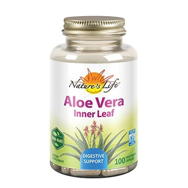 Nature's Life Aloe Vera Inner Leaf | Skin Health, Digestive Support & Regularity Formula | with Fennel | Non-GMO & Vegan | No Fillers | 100 Veg Caps