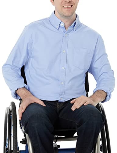 Amazon Essentials Men's Long Sleeve Shirt - Regular-Fit, Pocket Stretch Oxford (Available in Big & Tall), Powder Blue, Large