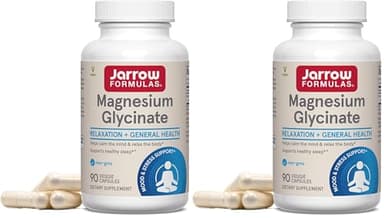 Jarrow Formulas Magnesium Glycinate Veggie Capsules - 360 mg Magnesium per Serving,Supports Relaxation and Healthy Sleep,30 Day Supply,90 Count (Pack of 2)
