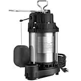 VEVOR 1/2 HP Sump Pump Submersible, Sump Pump with Stainless Steel Surface, 10 ft Power Cord, 1-1/2" NPT Discharge, Automatic Float Switch, for Indoor&Outdoor Water Drain