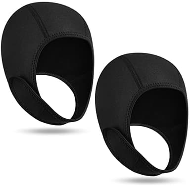 Jecery 2 Pcs Neoprene Diving Hood Thermal Wetsuit Hood Cap Swim Caps with Chin Straps Snorkeling Neoprene Surf Beanie 2.5 mm Diving Headgear for Men Women Sailing Water Sports(Black)