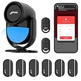 CPVAN Home Alarm System, WiFi PIR Motion Sensor Alarm, Wireless DIY Smart Door/Window Alarm for Home Security with Phone APP Alert 9 Pieces-Kit (Indoor PIR Alarm Host, 6 Door Sensors, 2 Remotes),Black