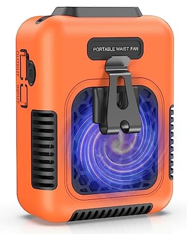 Chapjoy Cooling Waist Fan w/Steel Clip and Silicone Sleeve, Under Shirt Fan Clip On, 24H Personal Fan, 3 Speeds Cooling Belt Fan, Rechargeable Body Fan for Outdoor, Travel, Gift for Workers in Heat