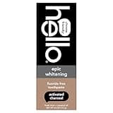 hello Epic Whitening Charcoal Fluoride Free Toothpaste, Activated Charcoal Toothpaste with Coconut Oil, Whitens Teeth Naturally, SLS Free, Fresh Mint, 4.0 Oz Tube