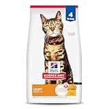 Hill's Science Diet Light, Adult 1-6, Weight Management Support, Dry Cat Food, Chicken Recipe, 4 lb Bag