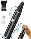 oneisall 2 Speed Cat Clippers with Double Blades, Rechargeable Cordless Small Cat Paw Trimmer, Low Noise for Trimming Dog's Hair Around Paws, Eyes, Ears, Face, Rump (Black)