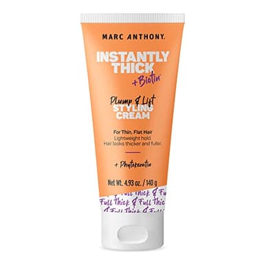 Marc Anthony Hair Thickening Styling Cream for Thin & Flat Hair, Instantly Thick - Volumizing Hair Cream with Biotin, Lightweight Hold for Thicker Fuller Hair - Sulfate-Free Haircare Products