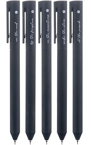 DIVERSEBEE Black Gel Ink Pens, 0.5 mm Gel Pens Fine Point, Bible Pens No Bleed Through with Cute Fine Tip, Bible Study Journaling Supplies, 5 Pack Gel Pen Set