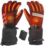 Heated Gloves for Men Women,Rechargeable Heated Gloves with 7.4V/2 5000mAh Battery 4 Temperature Levels,Waterproof Touchscreen Electric Heating Hand Warmer Gloves for Motorcycle Skiing Hunting(M)