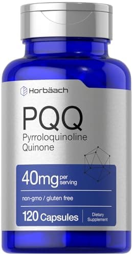 Horbäach PQQ Supplement 40 mg | 120 Capsules | Maximum Strength | Non-GMO and Gluten Free Supplement | Pyrroloquinoline Quinone Disodium Salt