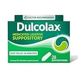 Dulcolax Stimulant Laxative Medicated Suppositories, Predictable & Effective Constipation Relief, Bisacodyl 10 mg, 28 Count, Stimulant Laxatives