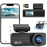 4K Dash Cam Front and Rear, WiFi Dash Cam with 64GB Card, 4K+1080P Dash Camera for Cars, WiFi Car Camera with App Control, 1.47" Screen DashCam with 24H Parking Monitor,G-Sensor