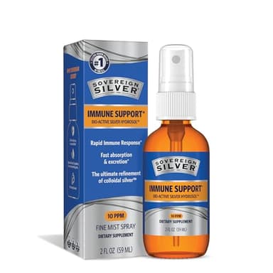 Sovereign Silver Immune Support, Colloidal Silver, Bio-Active Silver Hydrosol,10 ppm, Fine Mist Spray, 2 Fl Oz