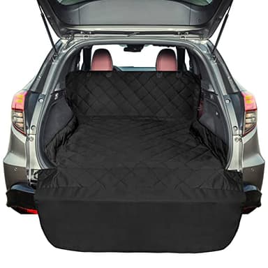 F-color SUV Cargo Liner for Dogs, Heavy Duty Water Resistant Pet Cargo Cover Dog Seat Cover Mat for Mid-Size SUVs Sedans Vans with Bumper Flap Protector, Non-Slip, Standard Size Universal Fit, Black