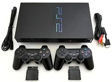 Sony PS2 Game System Gaming Console with 2 WIRELESS CONTROLLERS PLAYSTATION-2 Black (Renewed)