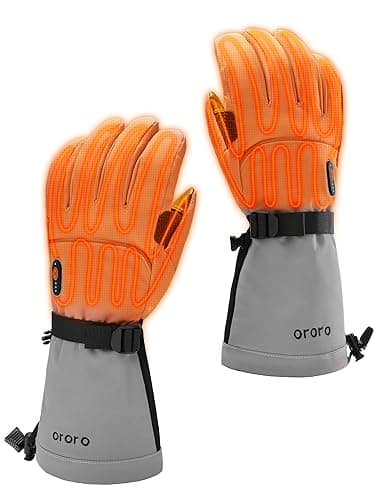 ORORO Heated Gloves for Women and Men, Rechargeable Heated Motorcycle Ski Gloves with Battery (Grey,L)