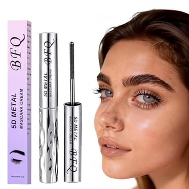 Iron Wand Mascara, 5D Curling Eyelash Iron Mascara with Washable Metal Wands, Waterproof Mascaras Black Volume and Length, Separating Mascara Volume, Long-lasting Smudge Proof Mascaras, Clump-Free (1)