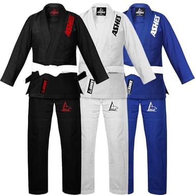 Ashes Sports BJJ GI for Men IBJJF Kimono BJJ Jiujitsu GIS W/Preshrunk Fabric & Free Belt (Black, A4)