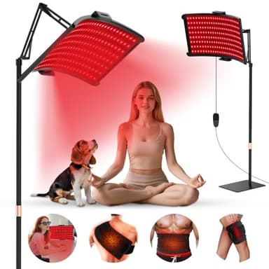 Red Light Therapy Lamp 10-in-1 with Stand & Belt, 660nm Red Light and 850nm Near Infrared, Face & Body Care Device for Skin & Muscle Recovery